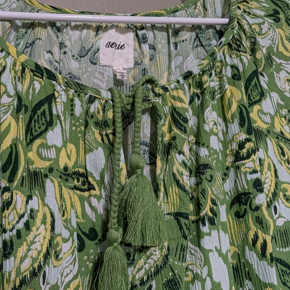 Aerie Green and Yellow Floral Top